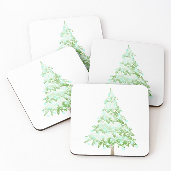 Item preview, Watercolor Christmas Tree covered in snow, light colors, delicate green and blue. designed and sold by My-fake-places.