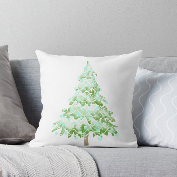 Item preview, Watercolor Christmas Tree covered in snow, light colors, delicate green and blue. designed and sold by My-fake-places.
