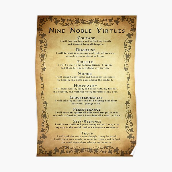 Nine Noble Virtues VERSION 2! Poster