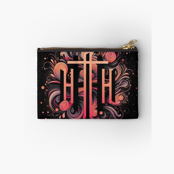 Item preview, "Mystical Fusion: Orange, Pink, Purple Letters 'HTA' on Dark Background" designed and sold by Huycao211.