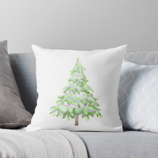 Item preview, Watercolor Christmas Tree covered in snow, light colors, delicate green and lilac. designed and sold by My-fake-places.
