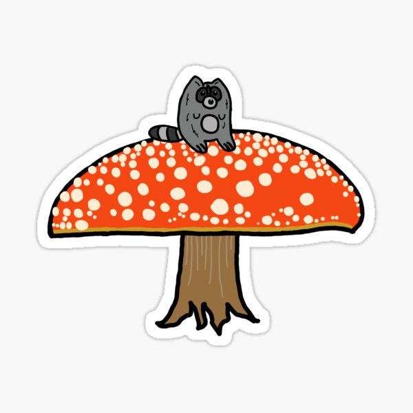 Cottagecore Raccoon Aestethic Mushrooms Cute Trash Sticker