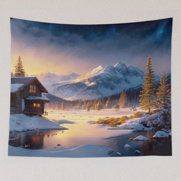 Item preview, Lonely cottage in the mountains in winter designed and sold by M-Y-A-R-T-.