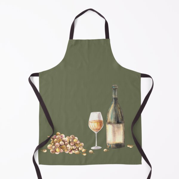 Item preview, Clipart with bottle and glass of white wine with bunch of grapes, berries Watercolour painting illustration designed and sold by BartolArt.