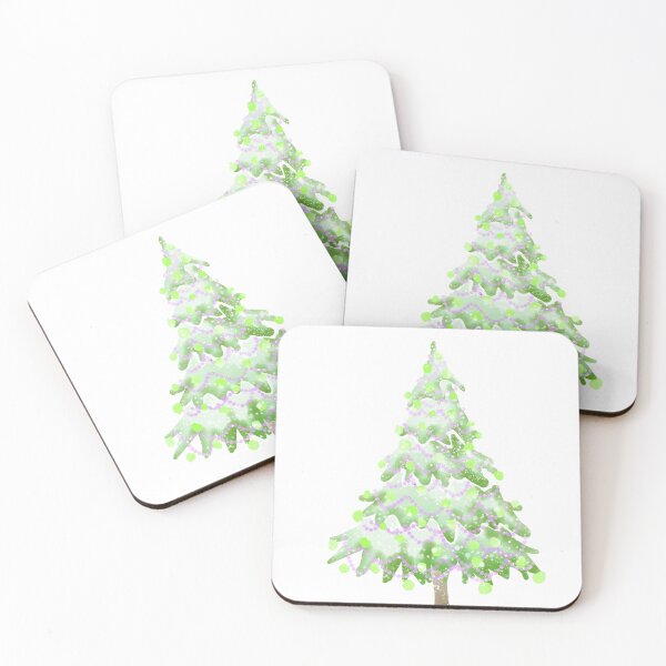 Item preview, Watercolor Christmas Tree covered in snow, light colors, delicate green and lilac. designed and sold by My-fake-places.