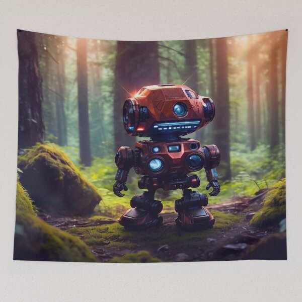 Item preview, Rusty robot in a dense forest designed and sold by M-Y-A-R-T-.