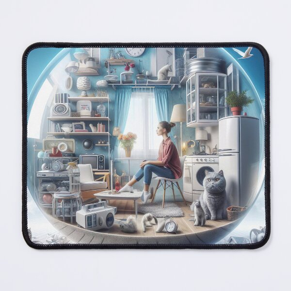 Item preview, "Whimsical Home Comfort: Sitting in a Transparent Cup Graphic" designed and sold by Huycao211.