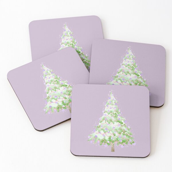 Item preview, Watercolor Christmas Tree covered in snow, light colors, delicate green, pink and lilac. designed and sold by My-fake-places.