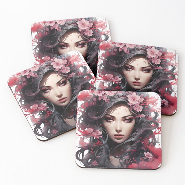 Item preview, Sketch zen woman surrounded by cherry blossoms designed and sold by AI-Only Creations.