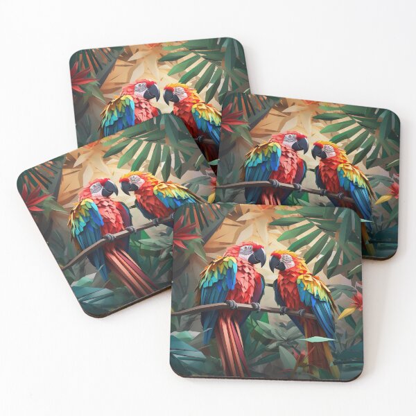 Item preview, Geometric Splendor: Low Poly Parrot Pair designed and sold by alita-artwear.