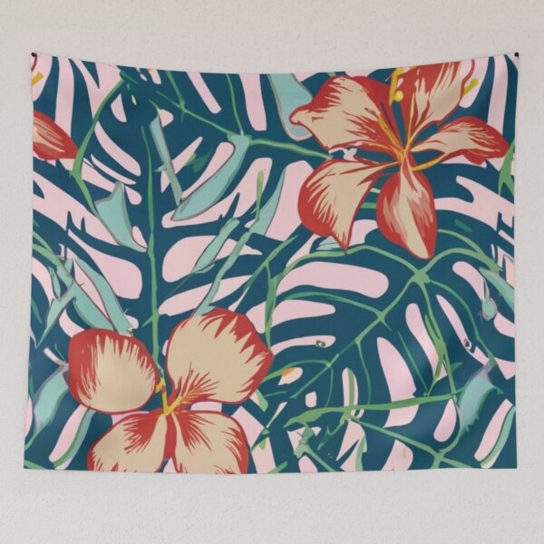 Item preview, logo illustration, conceptual art, portrait photography, film, poster, painting pattern graphics graffiti flowers yellow tropical flowers leaves green pink designed and sold by gulka8.