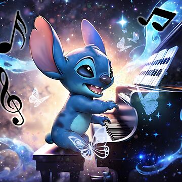 Stitch playing piano | Sticker