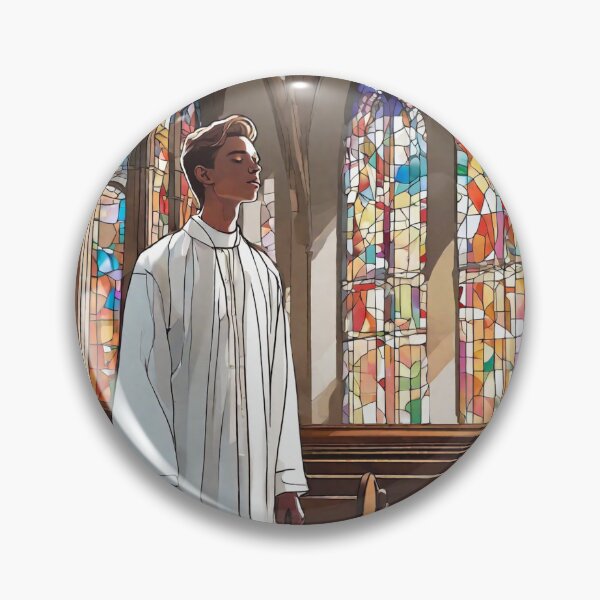 Item preview, Colour sketch of a choir boy standing in a church designed and sold by ailia-hikaru.