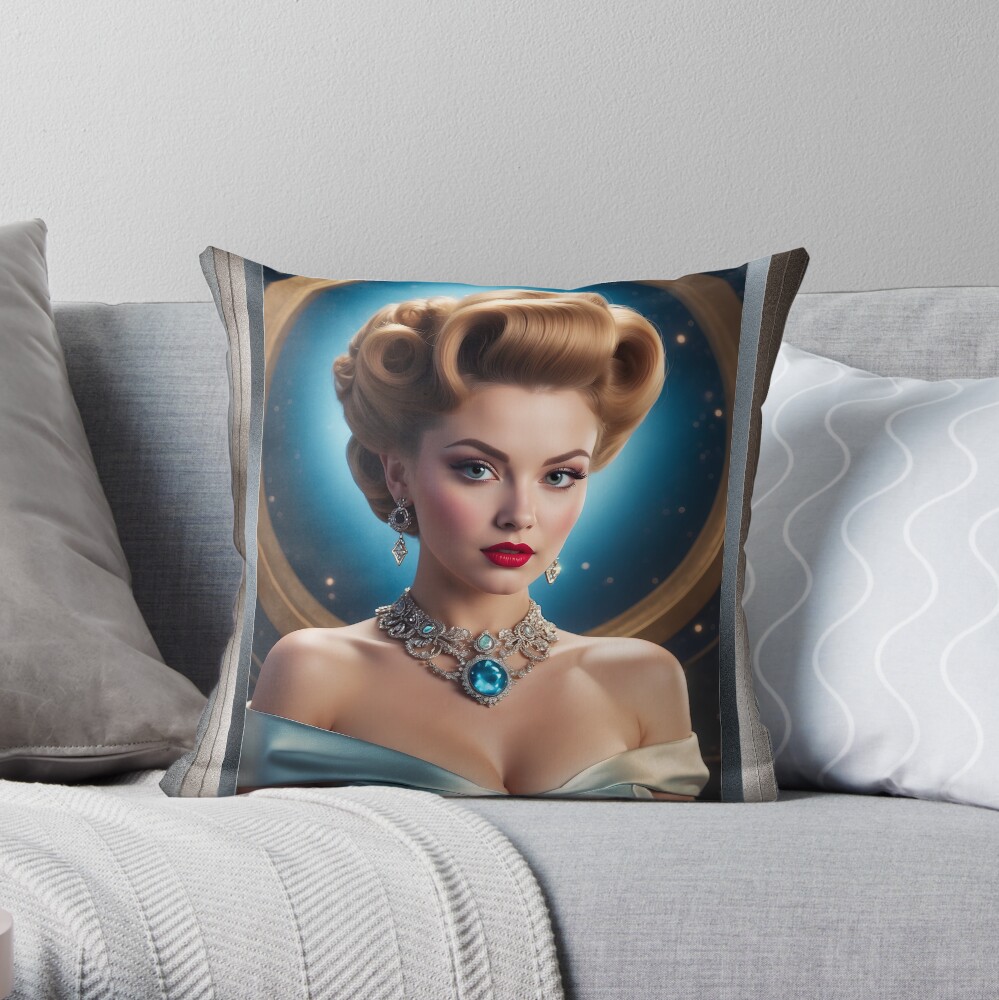 Portrait Of Grace Wickemshire AI Concept Art by Xzendor7 - An Alluring Noble Beauty 4 Portrait Of Grace Wickemshire Beautiful AI Concept Art Portrait by Xzendor7 Decorative Throw Pillow Art Print