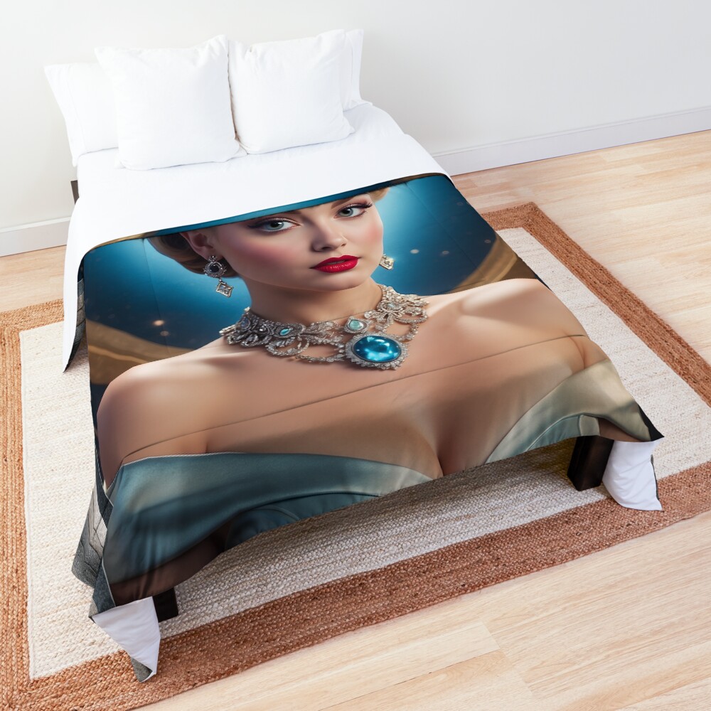 Portrait Of Grace Wickemshire AI Concept Art by Xzendor7 - An Alluring Noble Beauty 3 Portrait Of Grace Wickemshire Beautiful AI Concept Art Portrait by Xzendor7 Decorative Comforter Art Print
