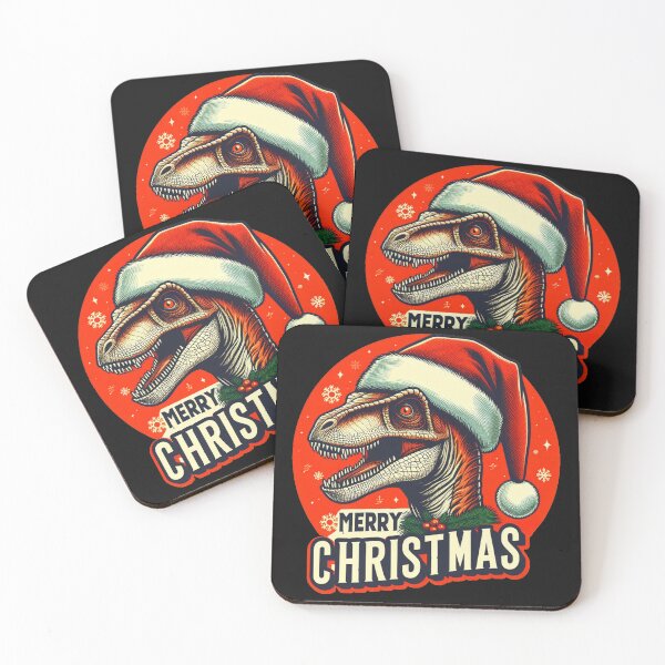 Item preview, Dinosaur Velociraptor Merry Christmas designed and sold by vectcd.