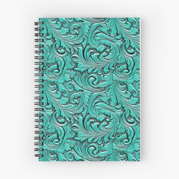 Item preview, Embossed turquoise teal floral leather designed and sold by Mercedes P.
