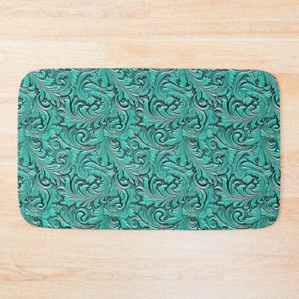 Item preview, Embossed turquoise teal floral leather designed and sold by Mercedes P.