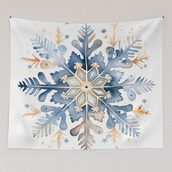 Item preview, Blue and gold watercolor snowflake print designed and sold by dcrc.
