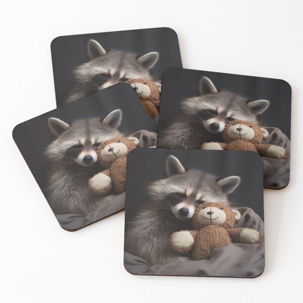 Item preview, Adorable Sleeping Raccoon wit His Teddy Bear designed and sold by graphicsbylucym.