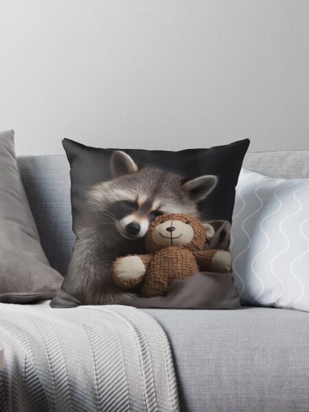 Artikel-Vorschau von Entzückender schlafender Waschbär mit seinem Teddybären, designt und verkauft von graphicsbylucym.