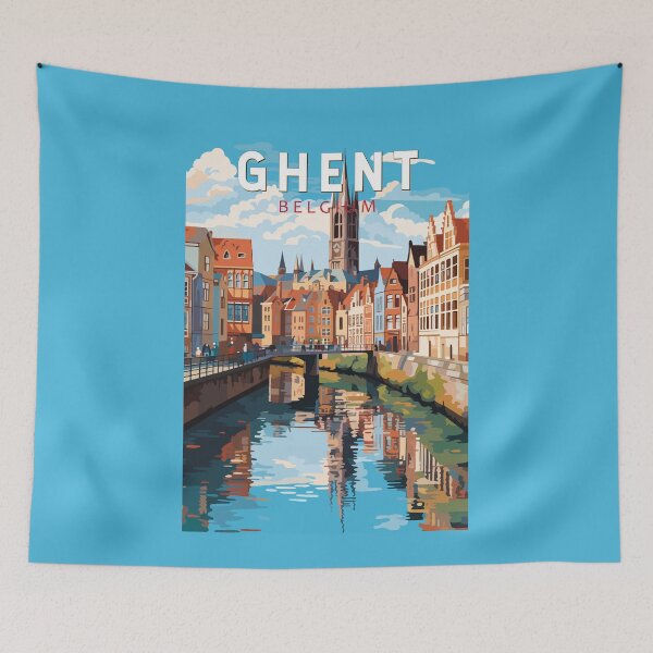 Item preview, Ghent Belgium Travel Art Vintage designed and sold by KrisSidDesigns.