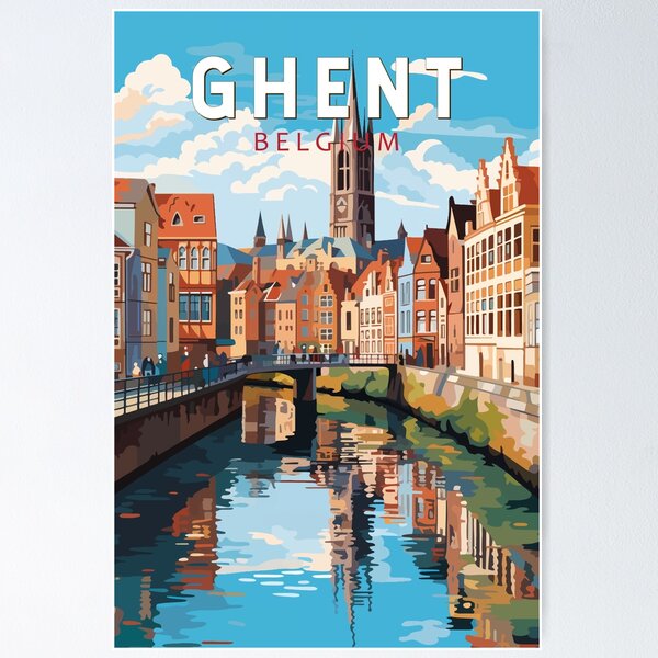 Vista previa del artículo con la obra «Gante Bélgica Viajes Arte Vintage», diseñado y vendido por KrisSidDesigns.