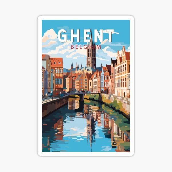 Vista previa del artículo con la obra «Gante Bélgica Viajes Arte Vintage», diseñado y vendido por KrisSidDesigns.