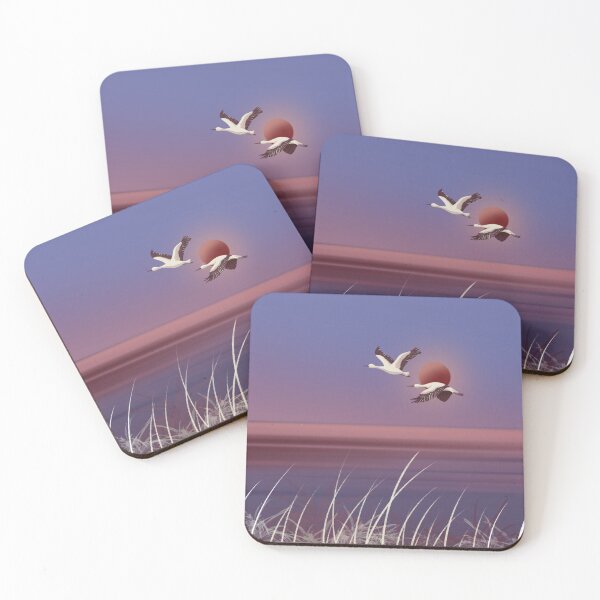 Item preview, Cranes Bird Flying Across Lake at Dawn designed and sold by LJArtworkDesign.