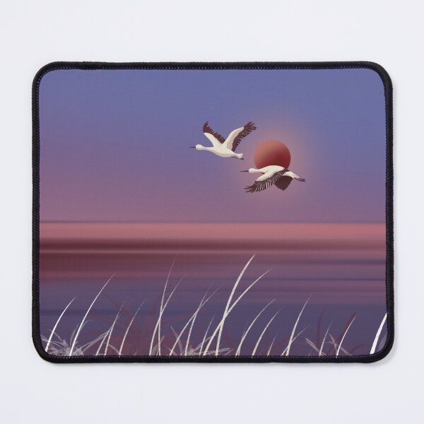 Item preview, Cranes Bird Flying Across Lake at Dawn designed and sold by LJArtworkDesign.