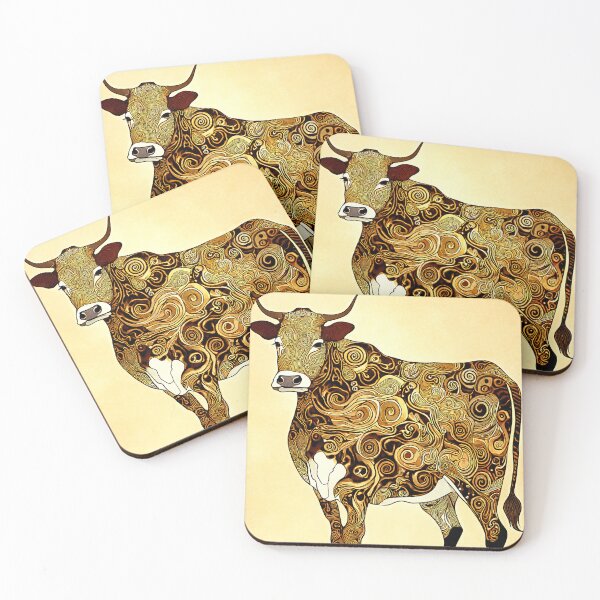Item preview, Holy cow in the style of Gustav Klimt with golden tones designed and sold by BubblyDelight.