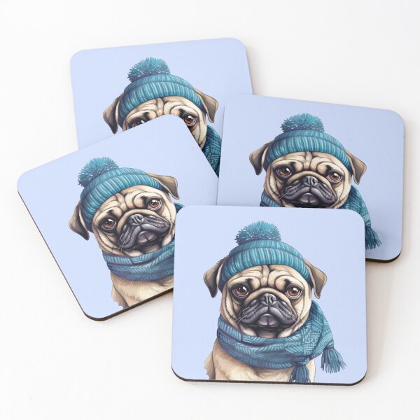 Item preview, Snuggly Winter Pug designed and sold by ZombieLH.