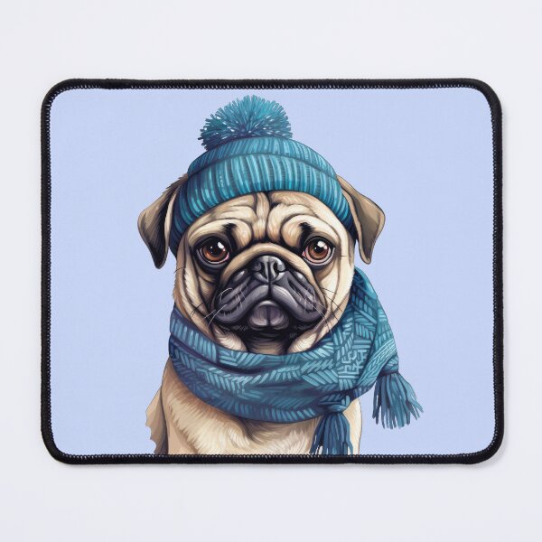 Item preview, Snuggly Winter Pug designed and sold by ZombieLH.