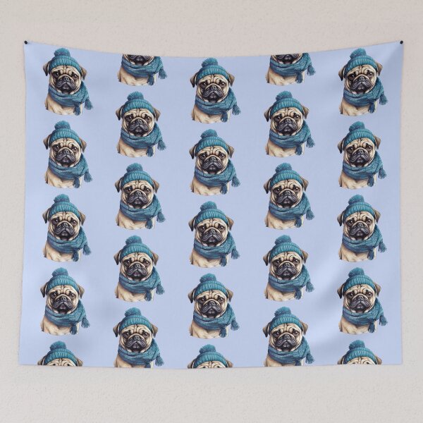 Item preview, Snuggly Winter Pug designed and sold by ZombieLH.