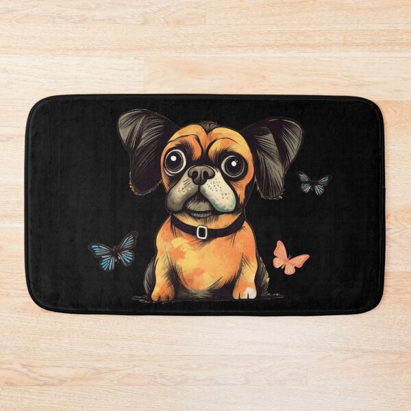 Item preview, Cute dog puppy fascinated by colorful butterflies designed and sold by WallGemsArt.