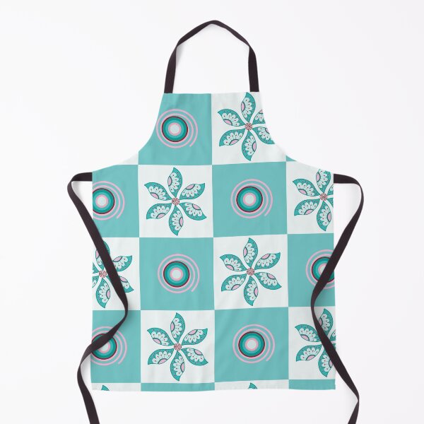 Item preview, Retro Leaf Flower Grid in Vintage Blue and Pink designed and sold by Aureusglow.