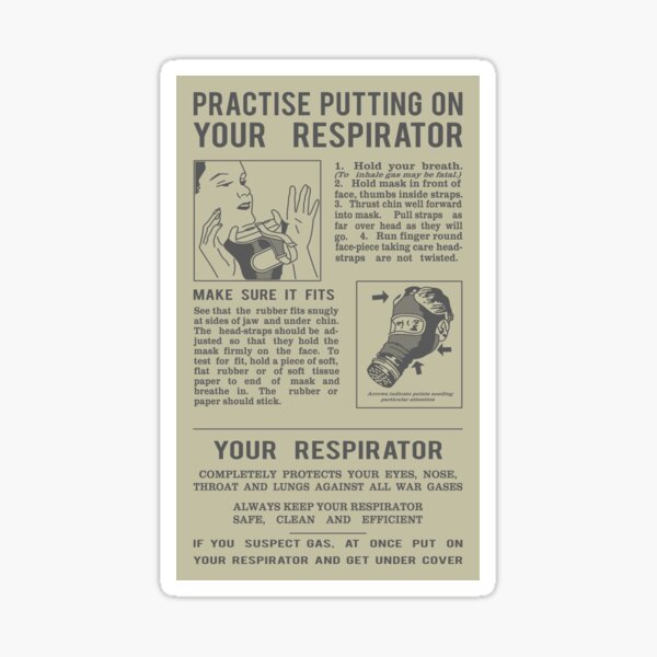 Item preview, WW2 Gas Mask Respirator British Instructions Public Information Diagrams designed and sold by MilitaryMart.