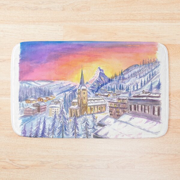 Item preview, Zermatt Switzerland with Matterhorn View in Winter Dawn designed and sold by artshop77.