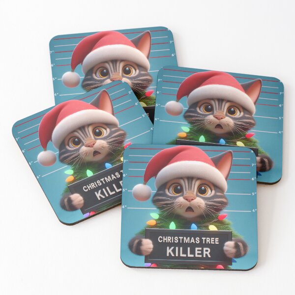 Item preview, Feline Felon: The Christmas Tree Mischief Mugshot designed and sold by CatMatch.