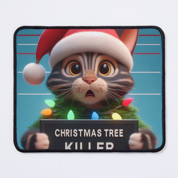 Item preview, Feline Felon: The Christmas Tree Mischief Mugshot designed and sold by CatMatch.