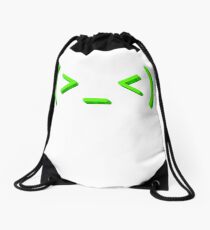Stressed out kaomoji emoticon face Drawstring Bag