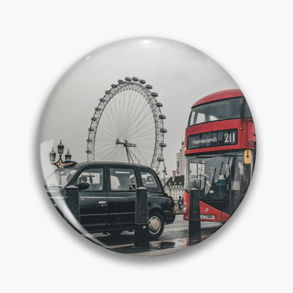Item preview, London bus and Black cab going past the London eye Print designed and sold by BobbyConwayLDN.