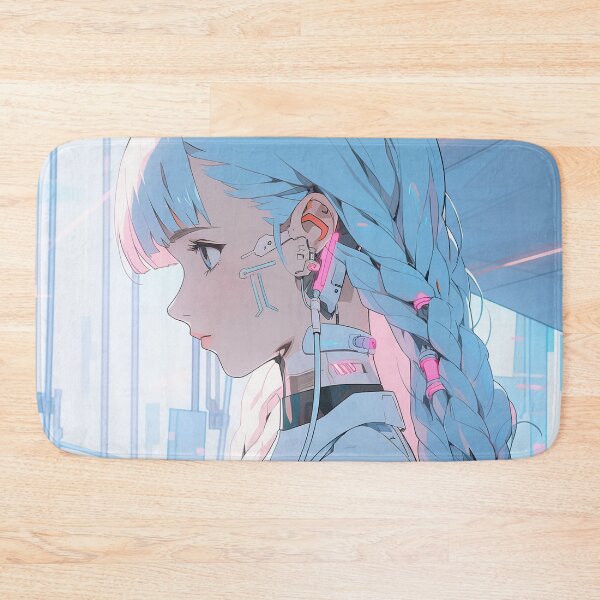 Item preview, Cybernetic Pastel Blue Braids Anime Girl designed and sold by bubblegoth.
