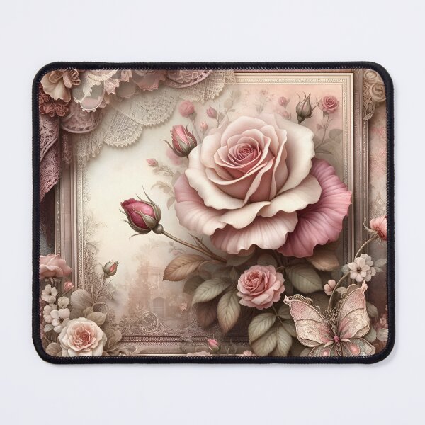 Item preview, Vintage Rose Vintage Victorian Floral Artwork, Dusty Pink, Burgundy, and Sepia Colors with Flowers and Lace designed and sold by coreexpressions.