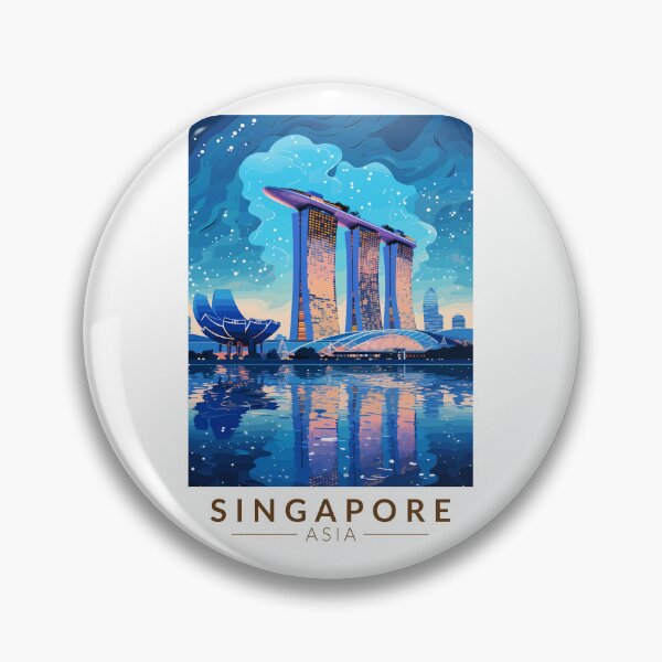 Item preview, Singapore Marina Bay Night Travel Art Vintage designed and sold by KrisSidDesigns.