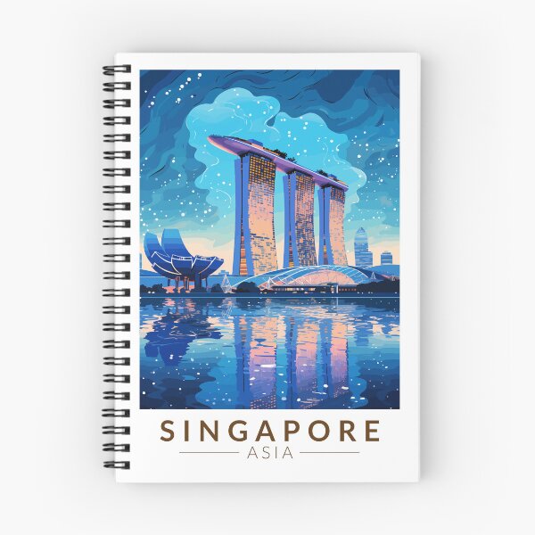 Item preview, Singapore Marina Bay Night Travel Art Vintage designed and sold by KrisSidDesigns.