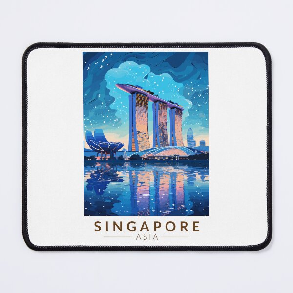 Item preview, Singapore Marina Bay Night Travel Art Vintage designed and sold by KrisSidDesigns.