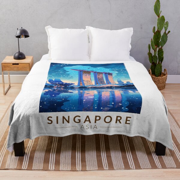 Item preview, Singapore Marina Bay Night Travel Art Vintage designed and sold by KrisSidDesigns.