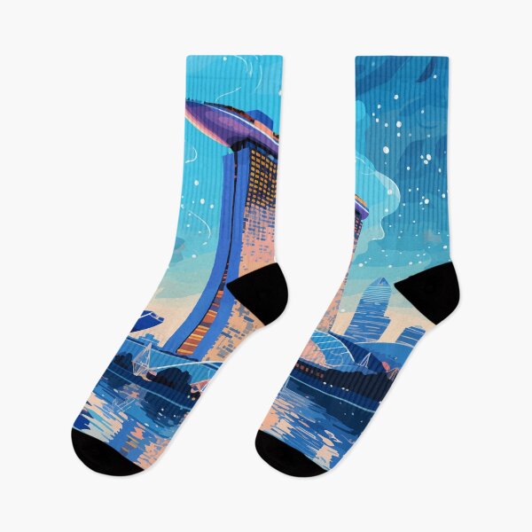 Aperçu de l'œuvre Singapour Marina Bay Nuit Voyage Art Vintage créée et vendue par KrisSidDesigns.