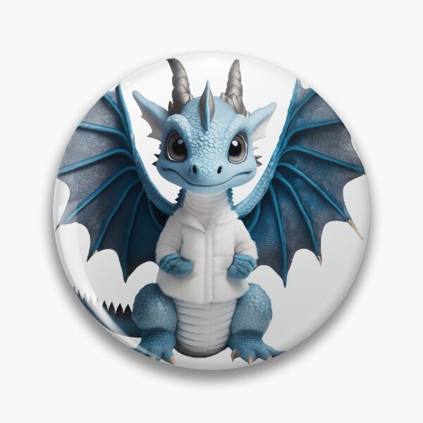Item preview, Adorable Blue Ice Baby Dragon in a Fluffy White Jacket designed and sold by CuteopiaGallery.